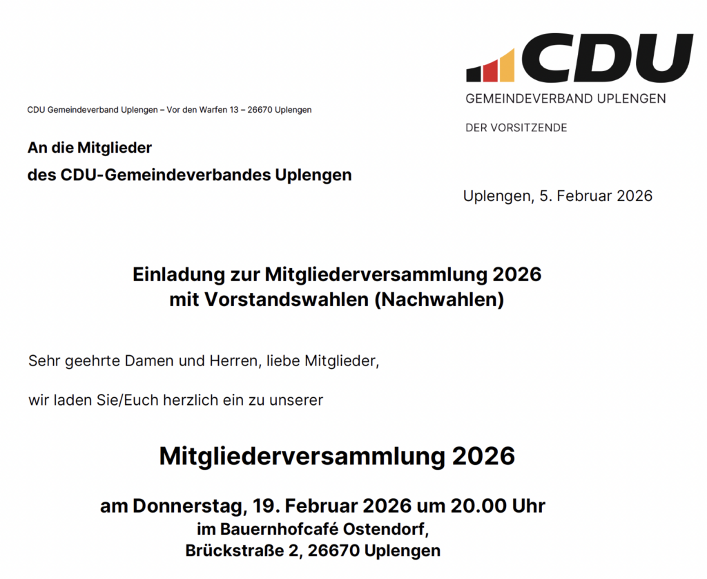 Einladung zur Mitgliederversammlung